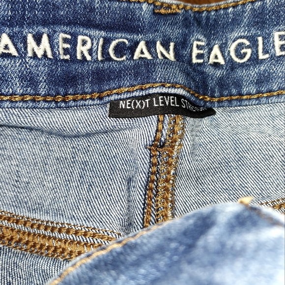 American Eagle NE(X)T Level Stretch Hi-Rise Jegging 4 Med Dark Distressed - Picture 3 of 5